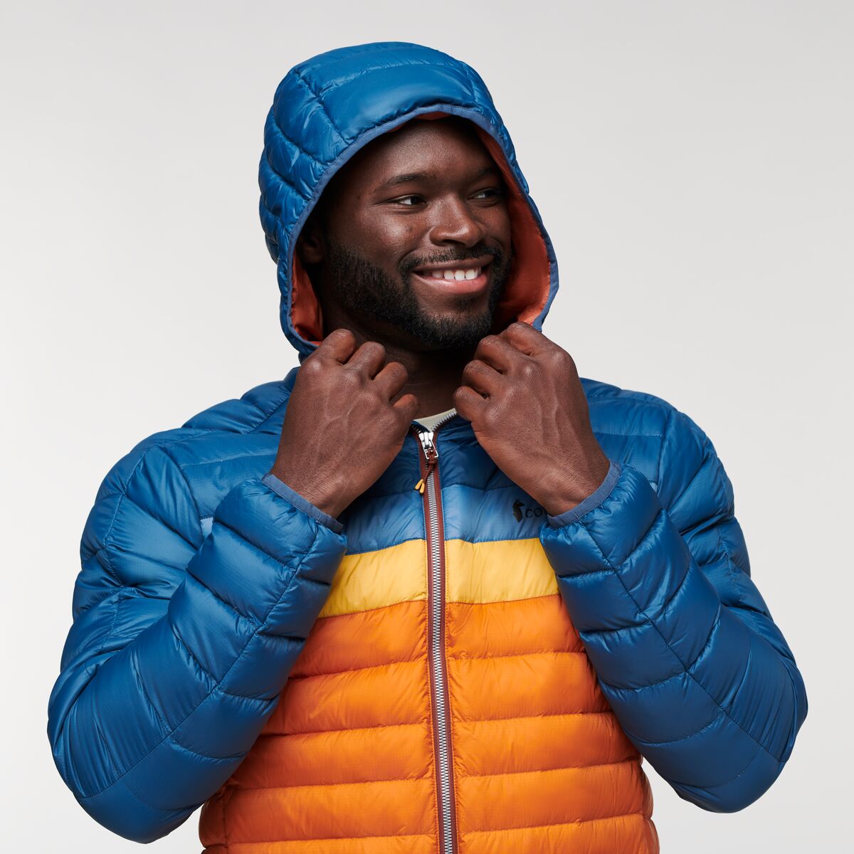 Fuego Hooded Down Jacket - Men's, Indigo/Mezcal