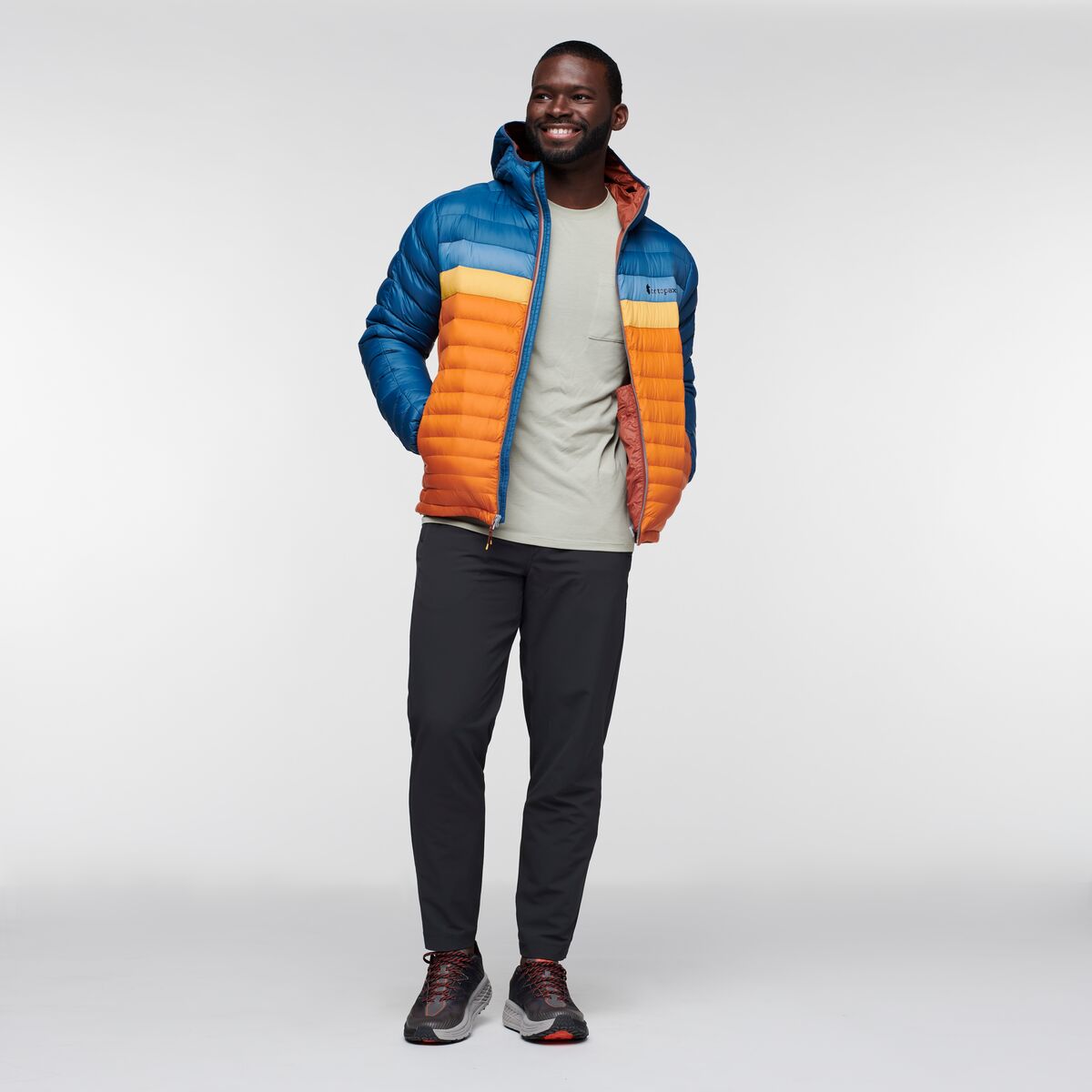 Fuego Hooded Down Jacket - Men's, Indigo/Mezcal