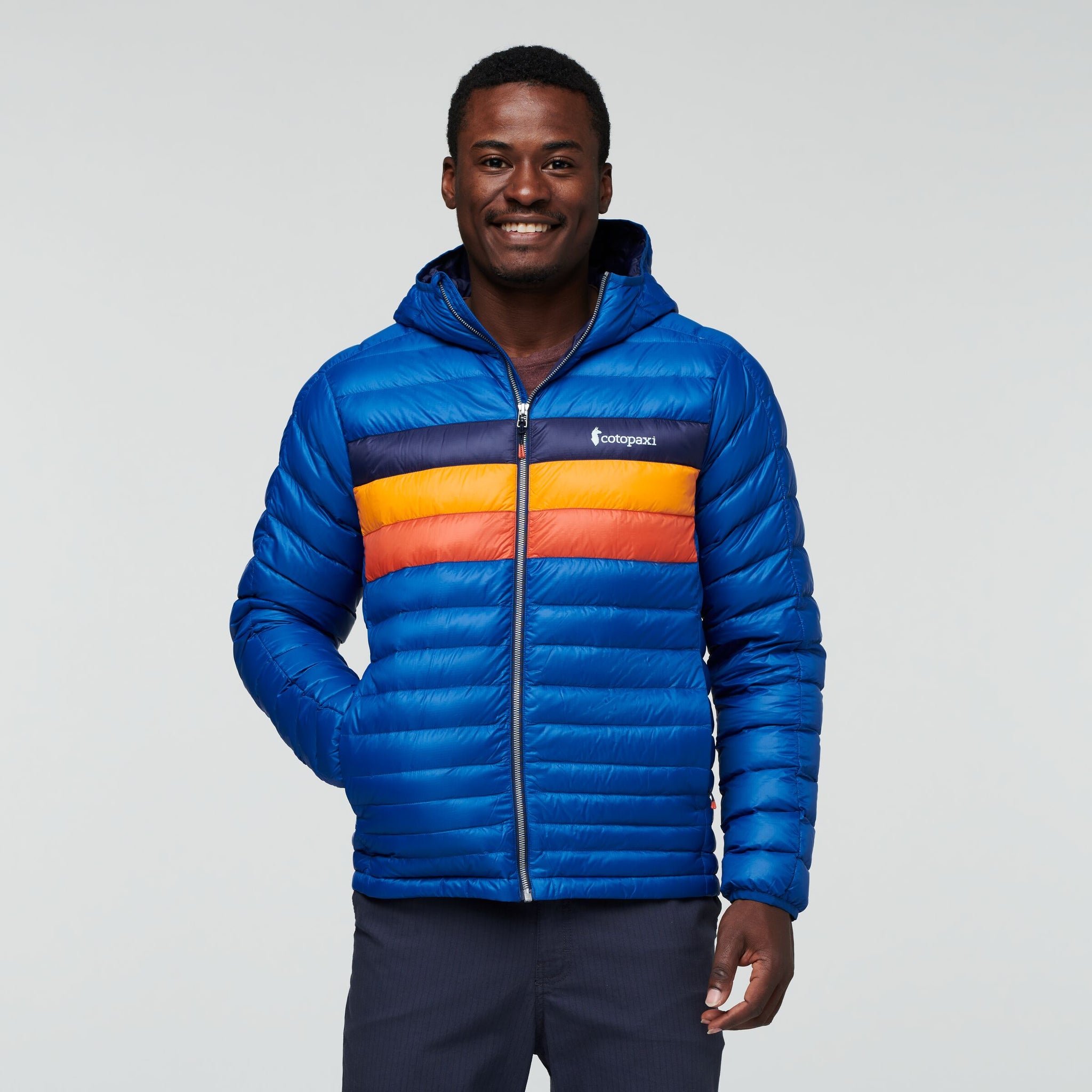 Fuego Hooded Down Jacket - Men's, Pacific Stripes