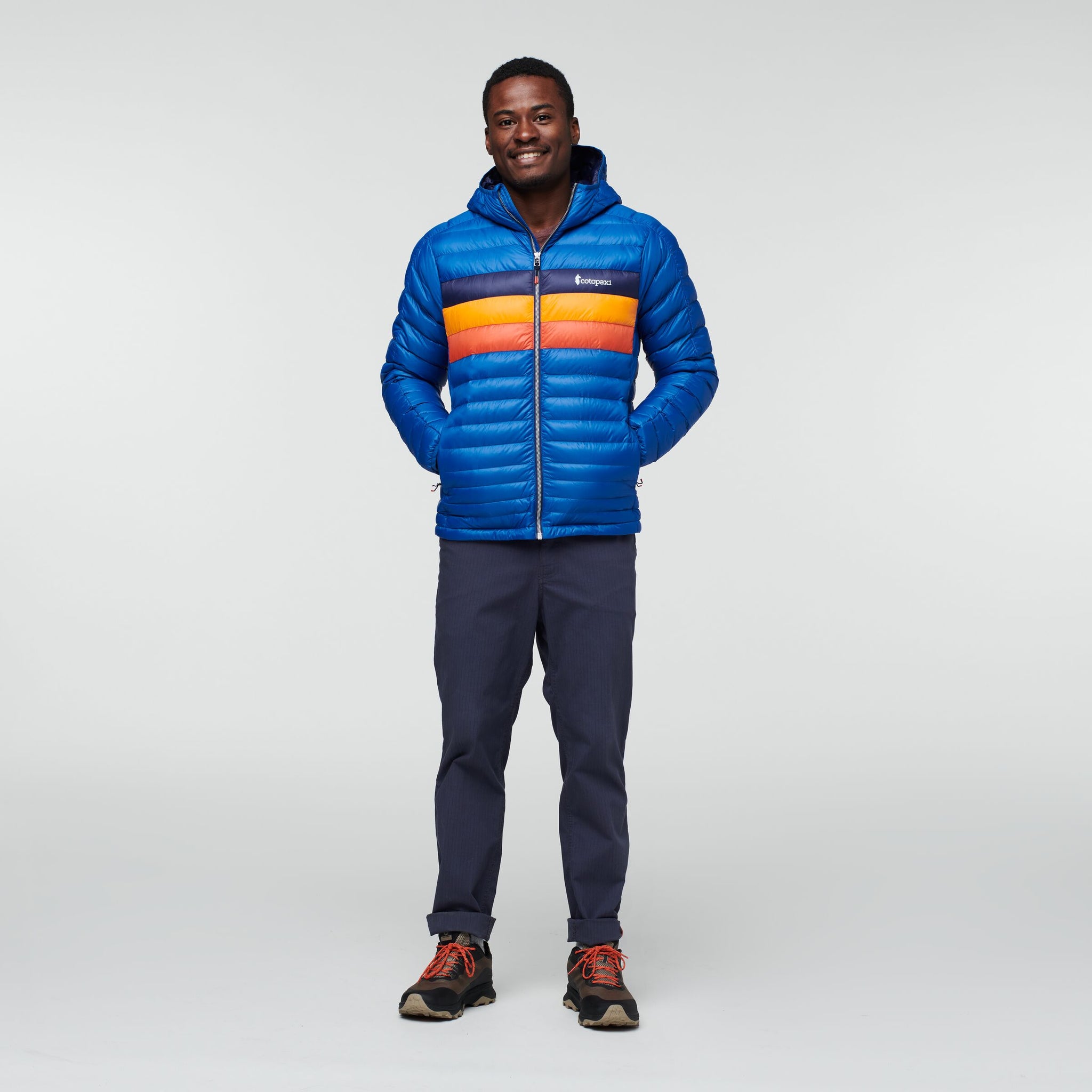 Fuego Hooded Down Jacket - Men's, Pacific Stripes