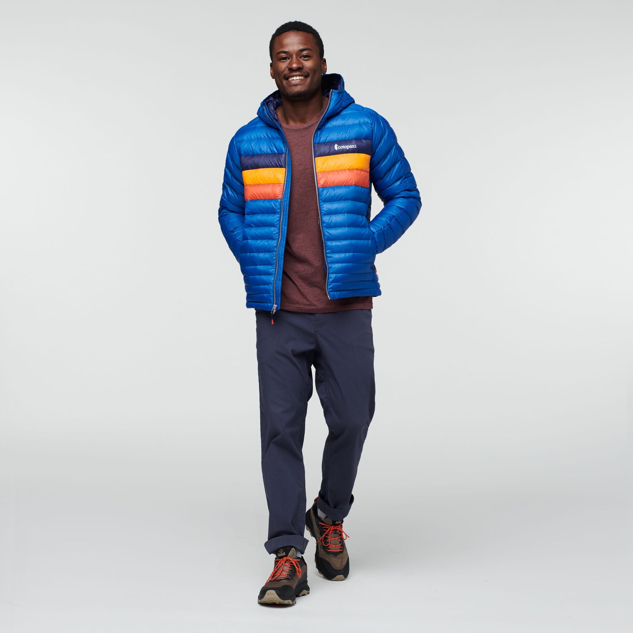 Fuego Hooded Down Jacket - Men's, Pacific Stripes