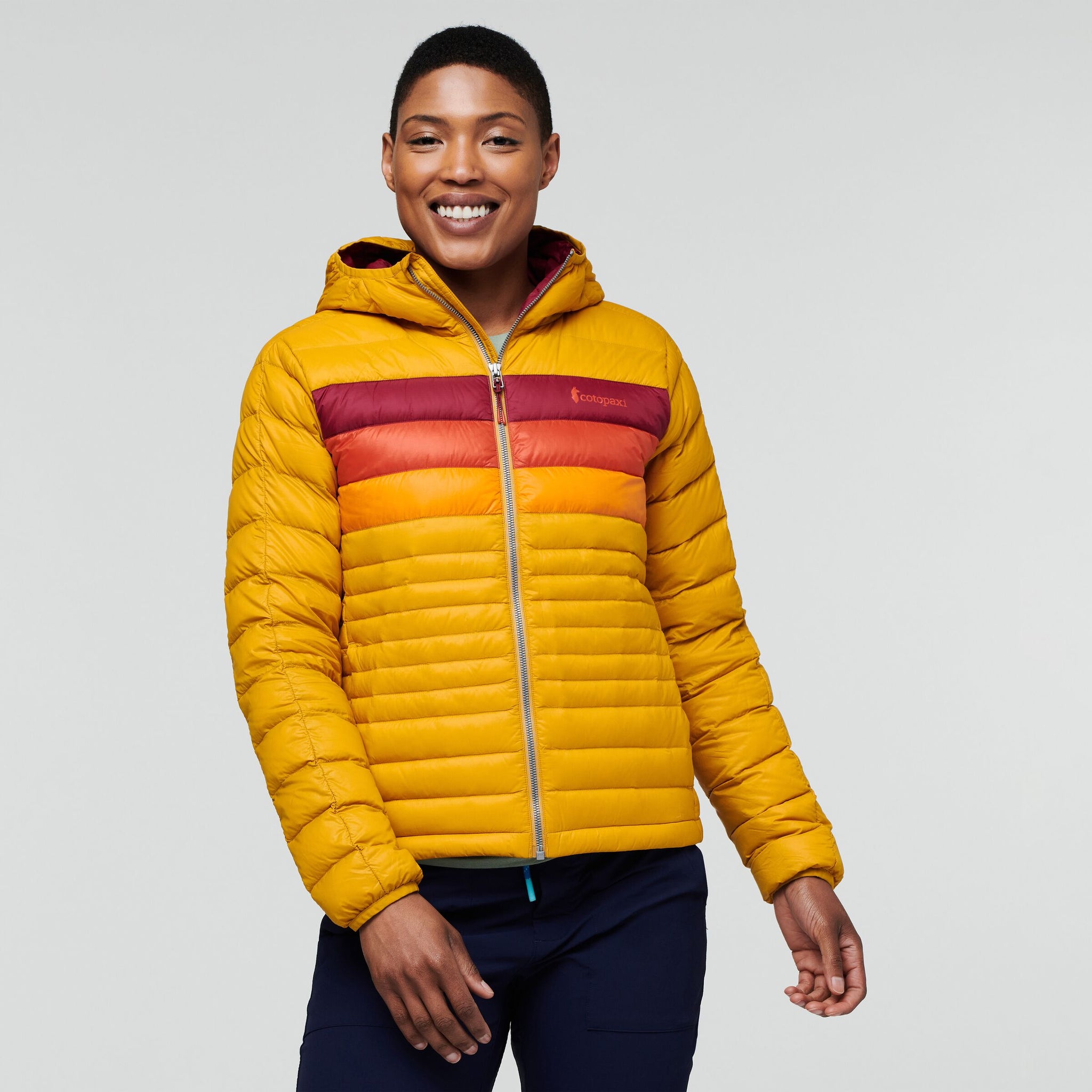 Fuego Hooded Down Jacket - Women's, Amber Stripes