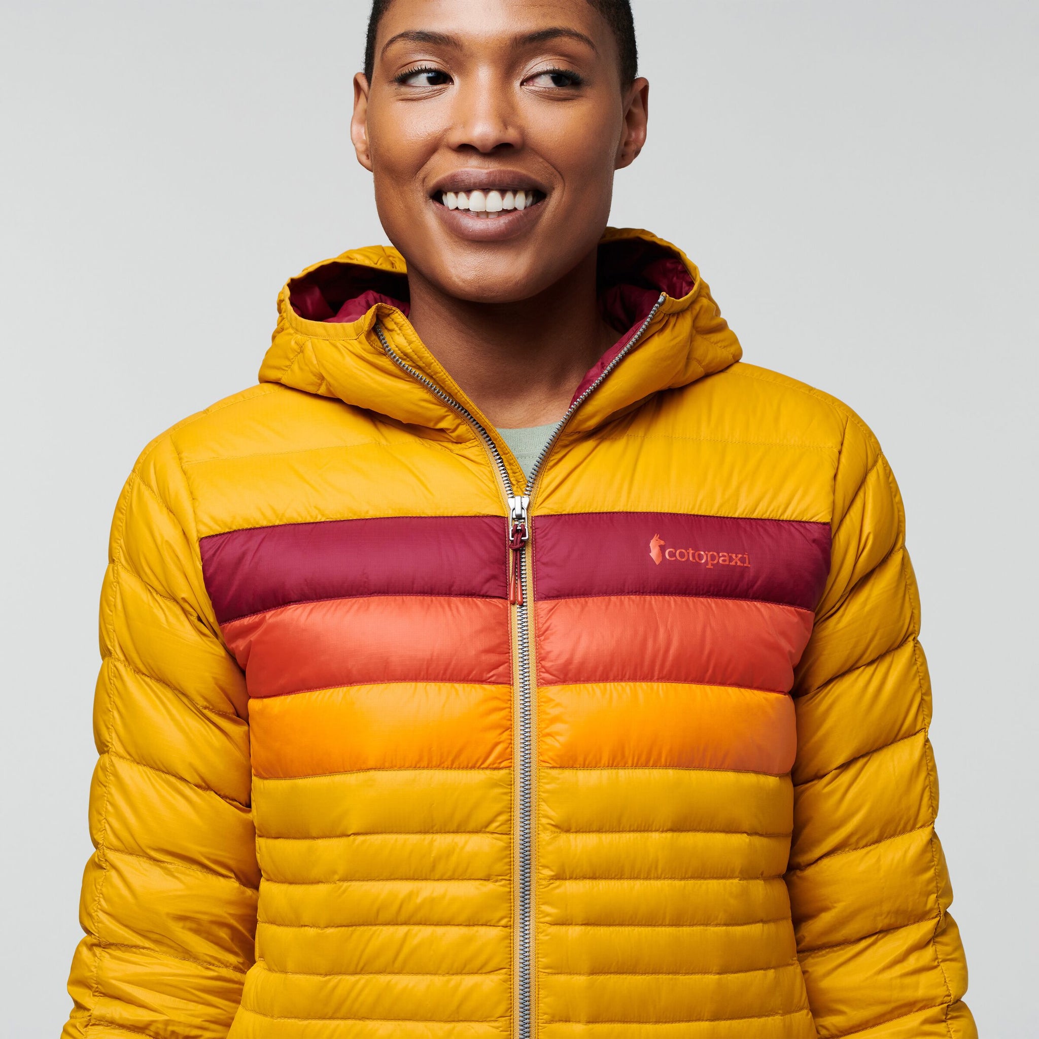 Fuego Hooded Down Jacket - Women's, Amber Stripes