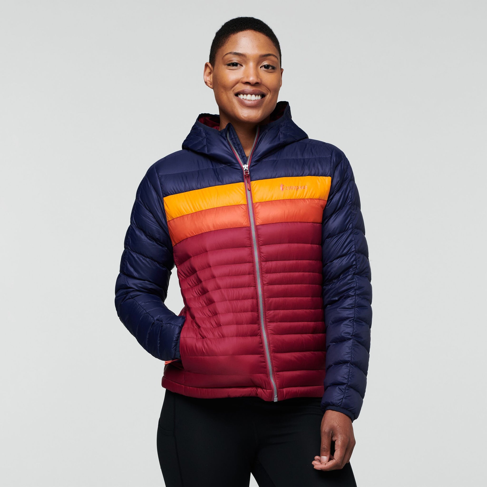 Fuego Hooded Down Jacket - Women's, Maritime/Raspberry