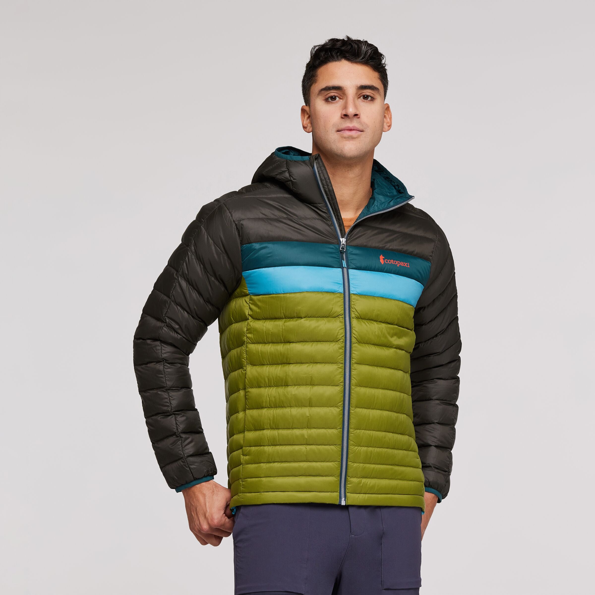 Fuego Hooded Down Jacket - Men's, Iron/Cedar