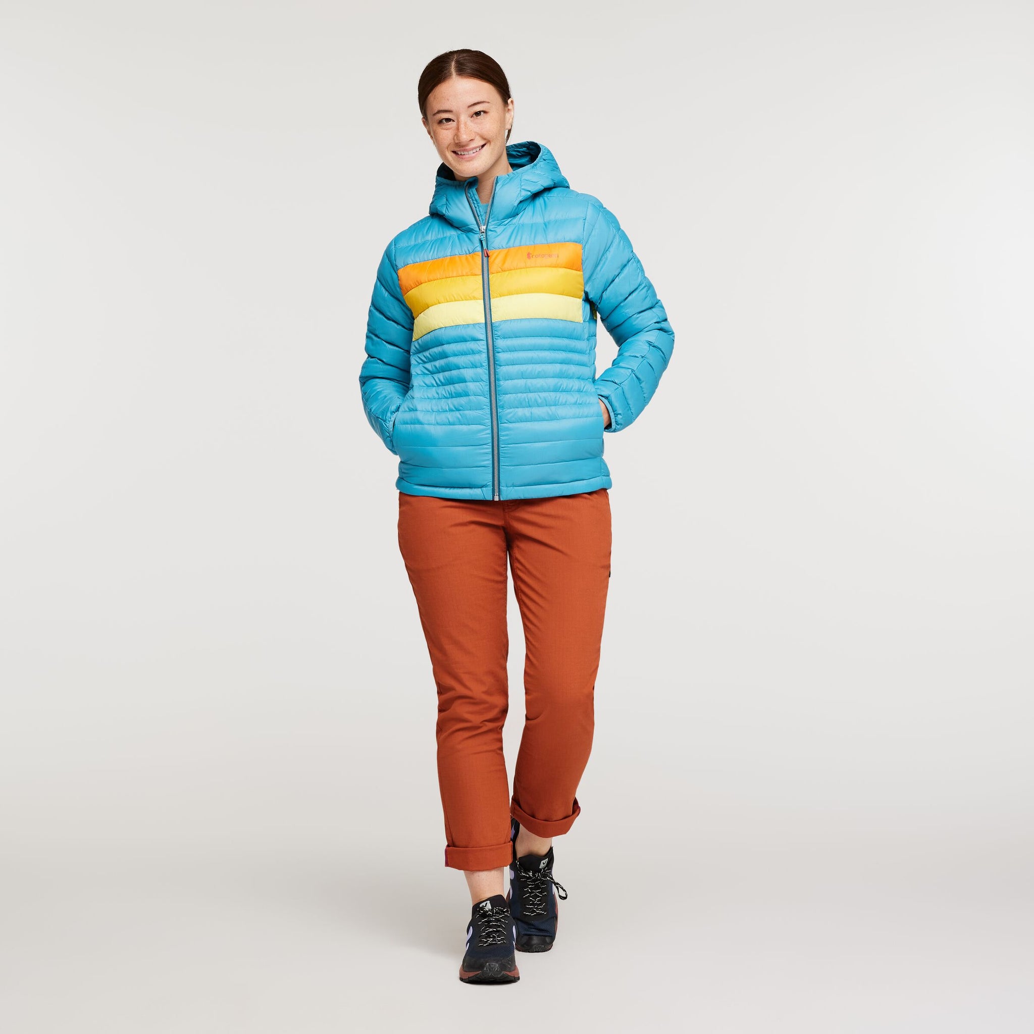 Fuego Hooded Down Jacket - Women's, Poolside Stripes