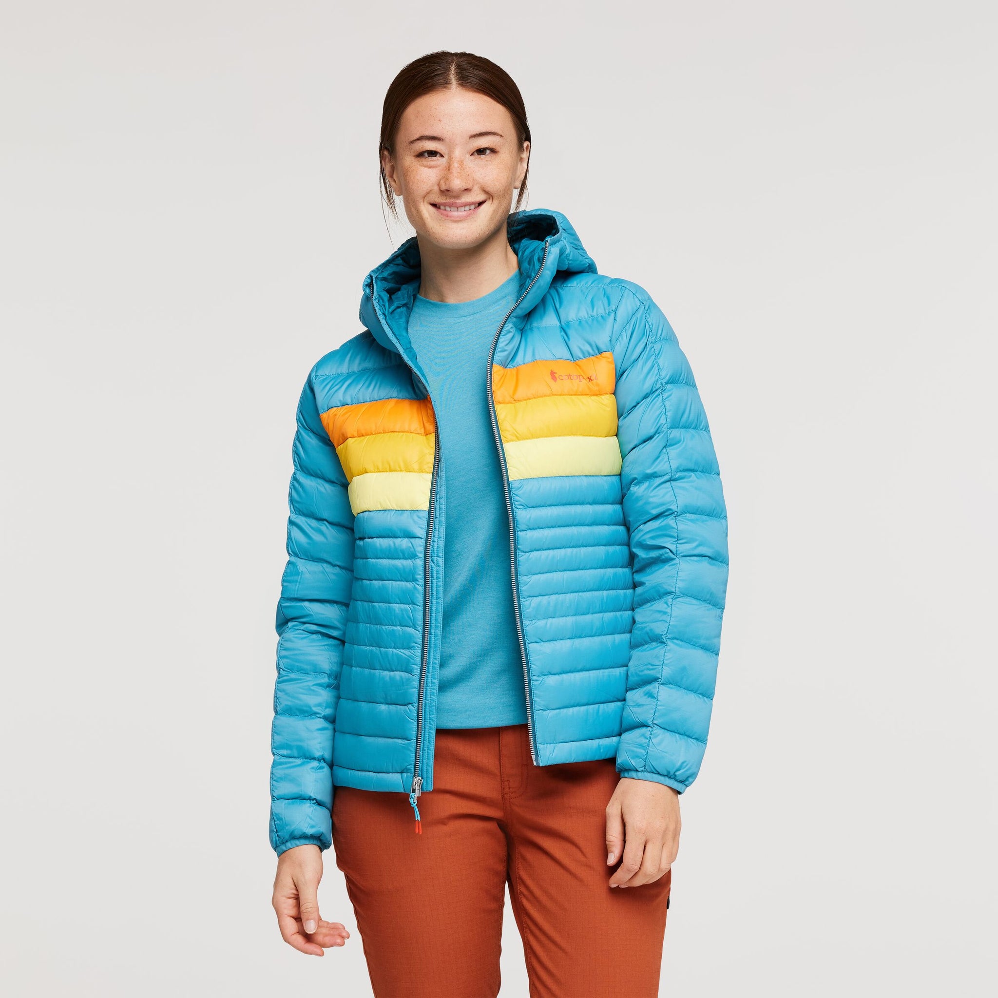 Fuego Hooded Down Jacket - Women's, Poolside Stripes