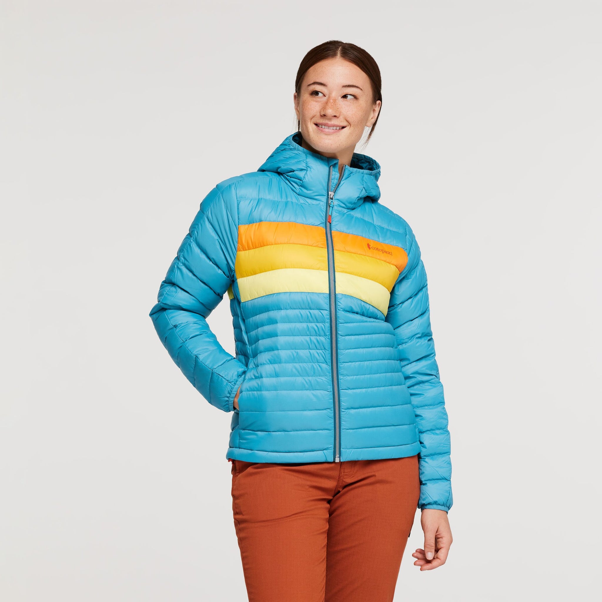 Fuego Hooded Down Jacket - Women's, Poolside Stripes